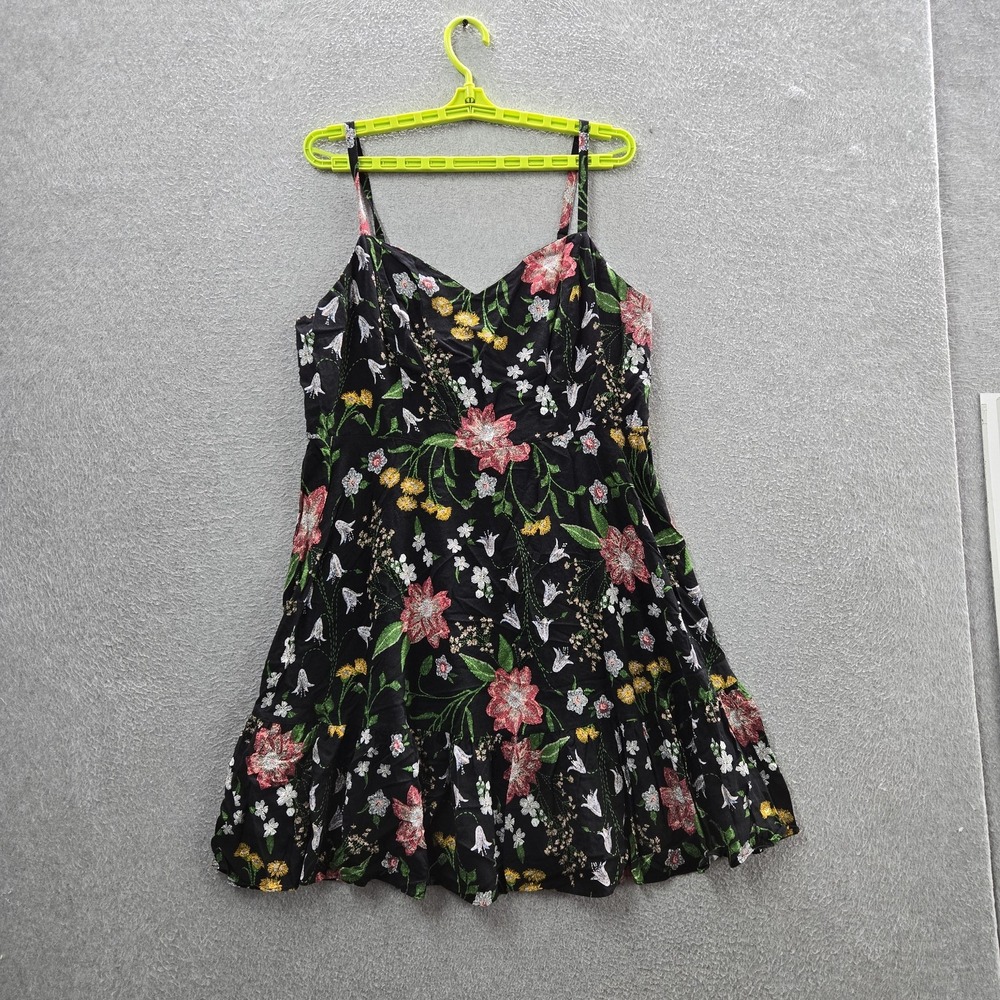 Old Navy Women Dress XL‎ Black Floral Smocked Fairy Grunge Cami